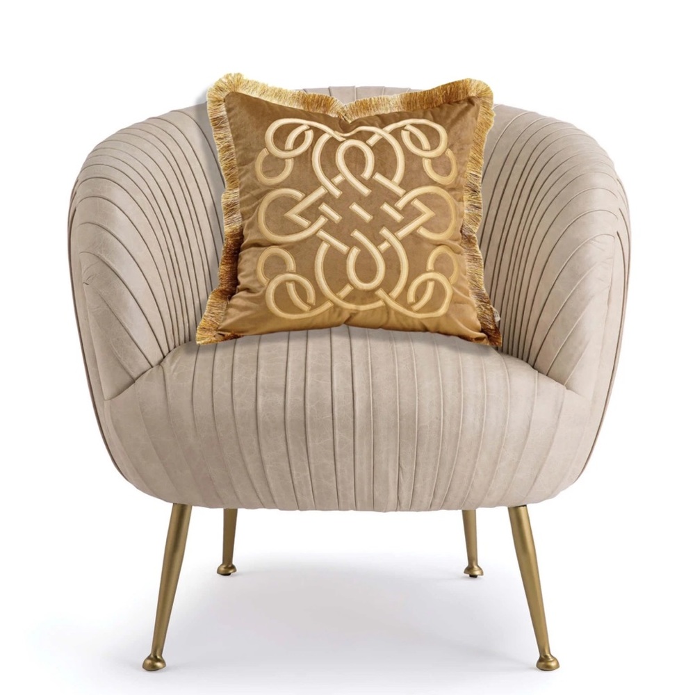 Luxury Home | Elegant Soft Velvet Chain Applique Design Fringe Trim Pillow Cover